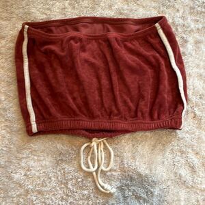 American Eagle cropped rust with white side stripes tube top.  Size XS